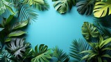 Minimalist compositions featuring vibrant tropical foliage
