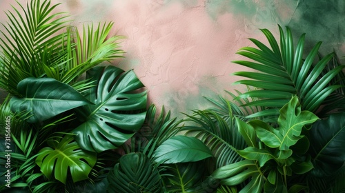 Minimalist compositions featuring vibrant tropical foliage