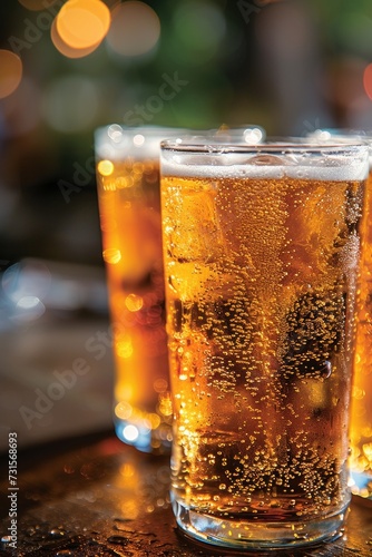 Sparkling drinks glisten with condensation, promising a refreshing burst of f...