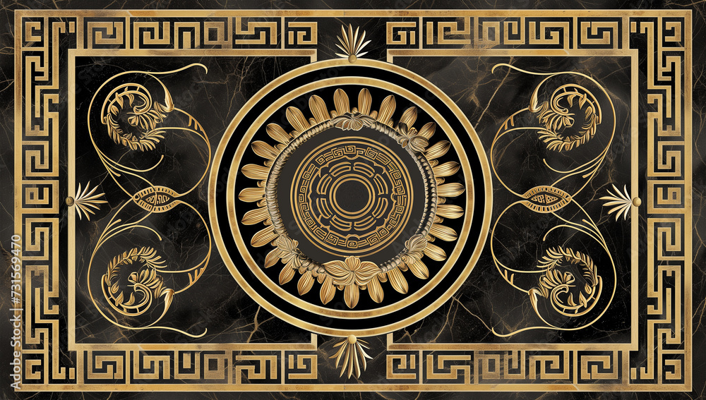 custom made wallpaper toronto digital3d wallpaper stretch ceiling golden decoration model. mandala and decorative frame marble background