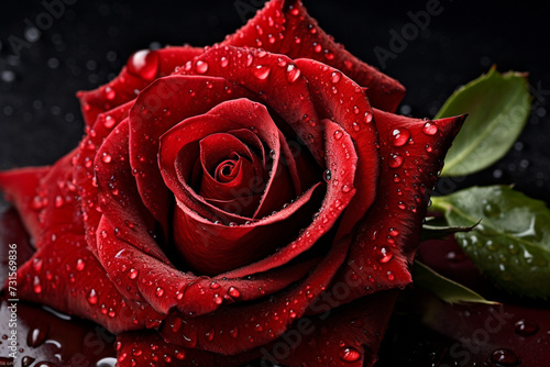   lose up of red rose flower with water drops Generation AI 