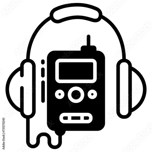 Audio Guide glyph and line vector illustration