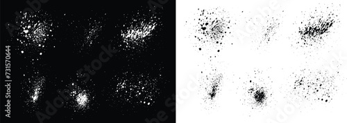 Realistic black and white vector paint ink grunge splatter brush stroke background set. Paint brush stroke banner template set