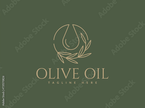 olive oil logo vector illustration. line drop olive oil logo template