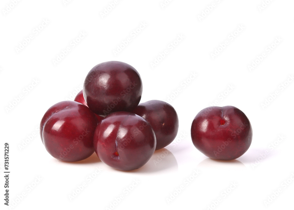Red plums fruit isolated on white background Red plums fruit isolated on white background