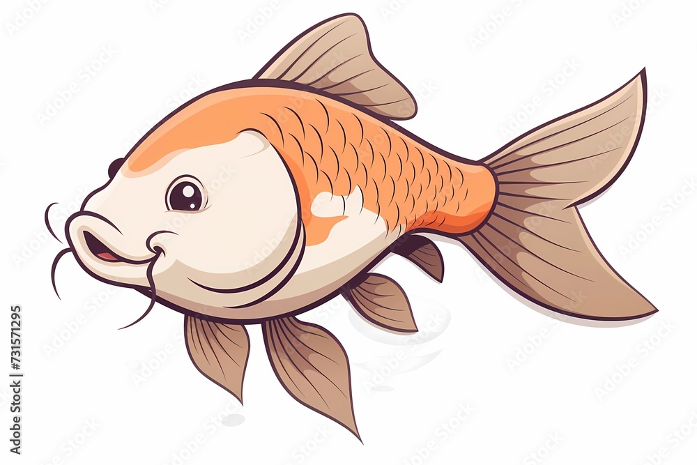 AI generated illustration of a cartoon Carp isolated on a white background AI generated illustration of a cartoon Carp isolated on a white background