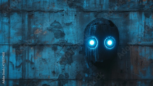 Its LED eyes glow with curiosity against a backdrop of industrial architecture