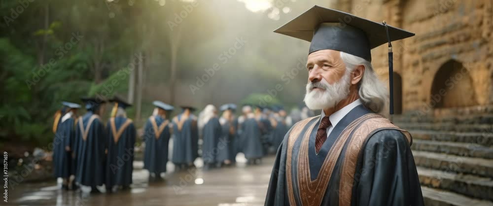 Professor Cap A distinguished professor in graduation regalia stands proudly at the ...