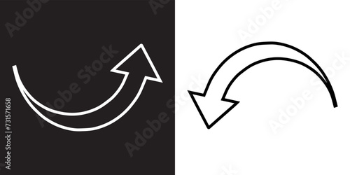 Curved arrow icon vector. Arrow pointer icon sign symbol in trendy flat style. Arrow up down vector icon illustration isolated on black and white background