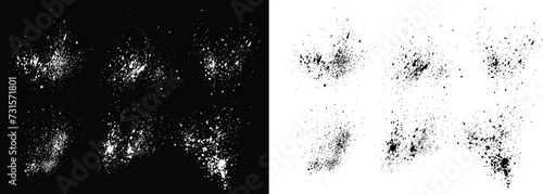 Vector grunge splash ink black and white brush stroke textures illustration background collection. Grunge brush stroke illustration