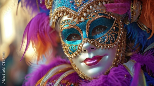 Intriguing images of people donning intricate masks and indulging in festive activities during Mardi Gras