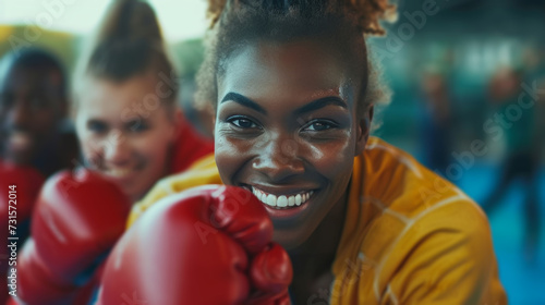 Fighters showcasing their joy, smiling brightly as they face the camera