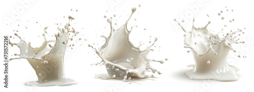 Set of Splash milk or cream, isolated on transparent background