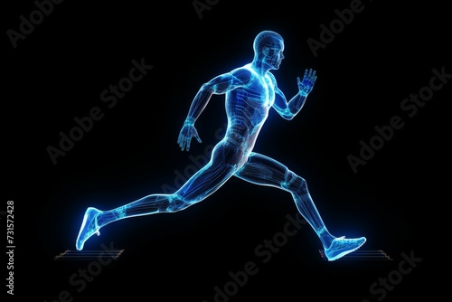 wireframe mesh of runner man, scan technology,electric,technology concept --ar 3:2 Job ID: 6daca11e-b36d-4e07-b7dd-005ec6b08f67