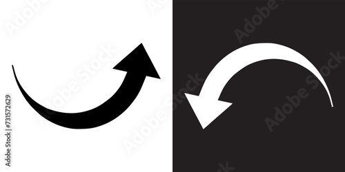 Curved arrow icon vector. Arrow pointer icon sign symbol in trendy flat style. Arrow up down vector icon illustration isolated on white and black background
