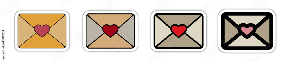 Icones symbole lettre amour coeur couleur relief Icones symbole lettre amour coeur couleur relief