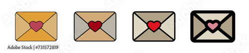 Icones symbole lettre amour coeur couleur