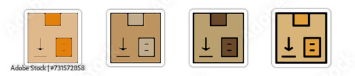 Icones symbole logo carton colis couleur relief