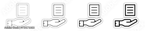 Icones symbole logo colis livraison logistique main et carton relief