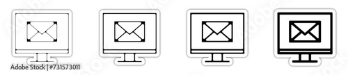 Icones symbole logo email ordinateur courrier relief