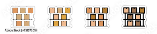Icones symbole logo entrepot logistique stockage colis cartons couleur relief