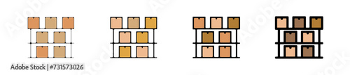 Icones symbole logo entrepot logistique stockage colis cartons couleur