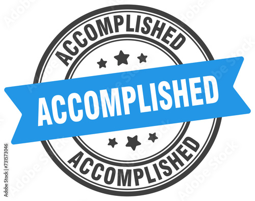 accomplished stamp. accomplished label on transparent background. round sign