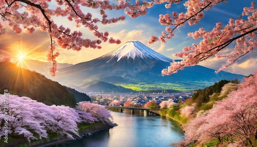 富士山の見える桜の山 photo