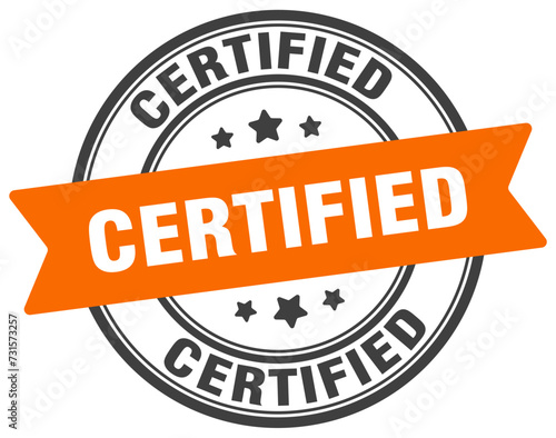certified stamp. certified label on transparent background. round sign