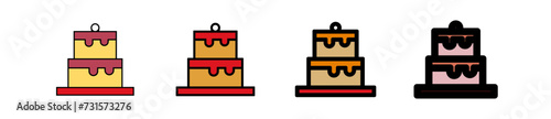 Icones symbole picto gateau anniversaire mariage patisserie couleur