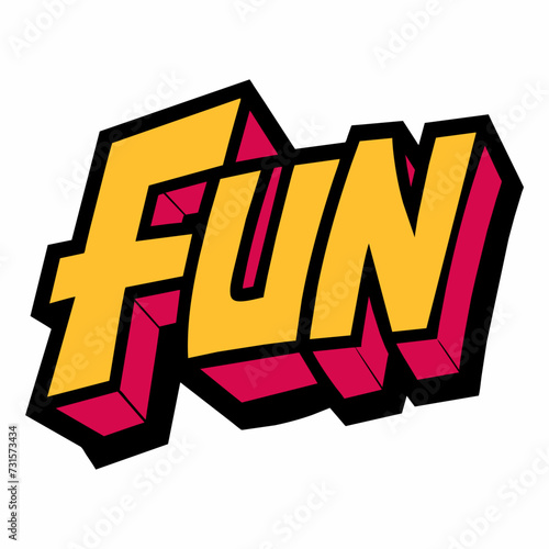 The word FUN in street art graffiti lettering vector image style on a white background.