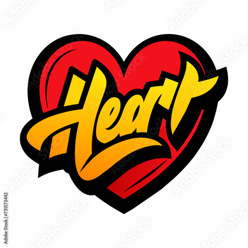 The word HEART in street art graffiti lettering vector image style on a white background.