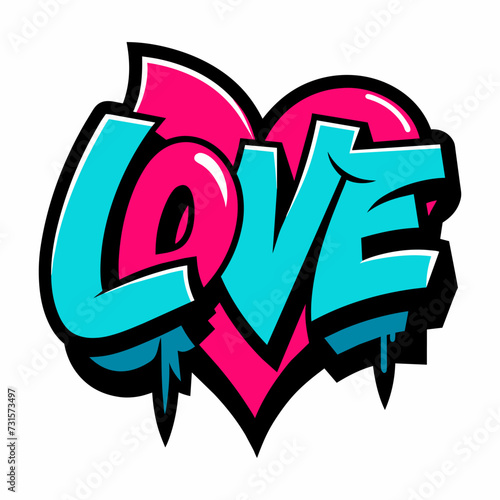 The word LOVE in street art graffiti lettering vector image style on a white background.