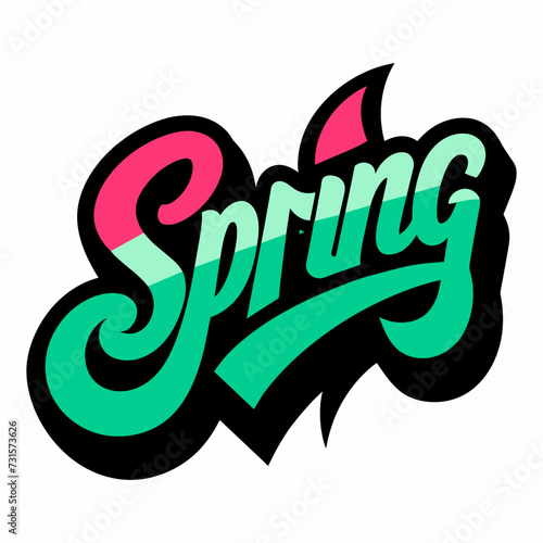 The word SPRING in street art graffiti lettering vector image style on a white background.