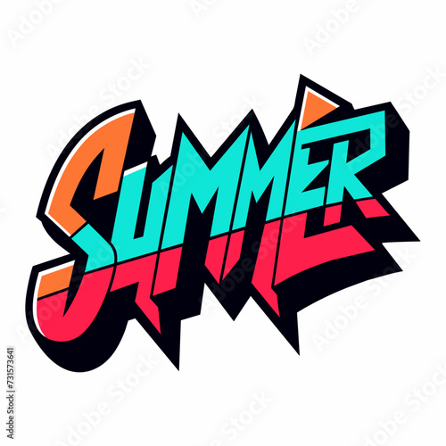 The word SUMMER in street art graffiti lettering vector image style on a white background.