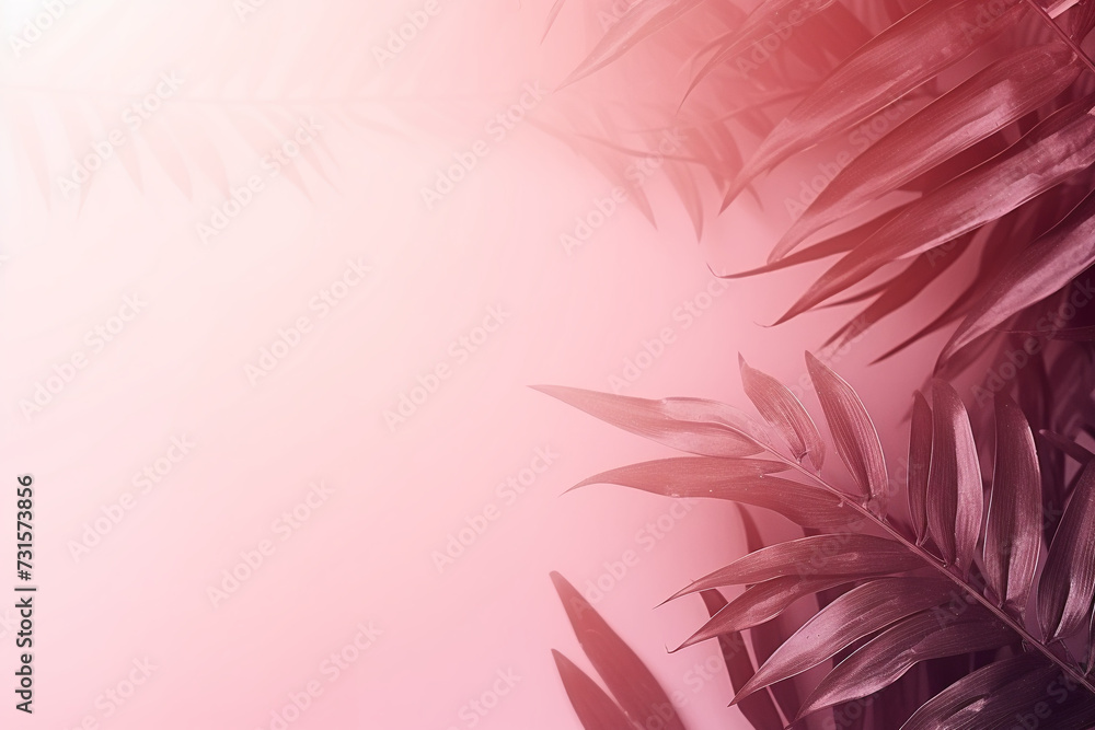 Pink background leaves in the corner Generation AI Pink background leaves in the corner Generation AI