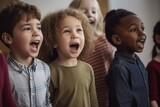 shot of young children singing together during a music lesson