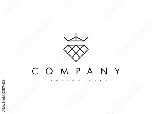 luxury diamond jewelry king queen logo design
