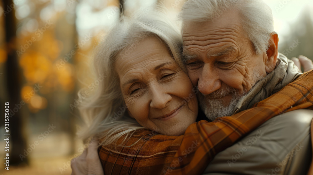 Elderly couple in love. Senior husband and wife hugging and bonding with true emotions Elderly couple in love. Senior husband and wife hugging and bonding with true emotions