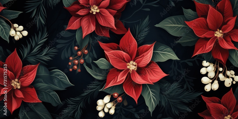 Red poinsettia flowers background Red poinsettia flowers background