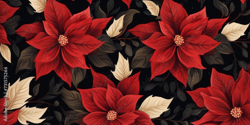 Red poinsettia flowers background Red poinsettia flowers background
