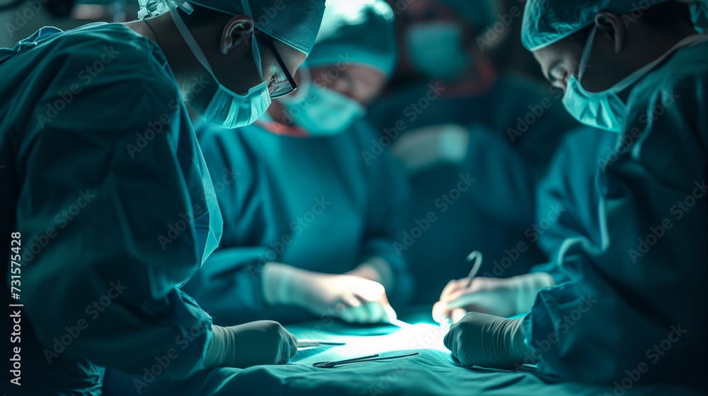 Surgical Symphony Medical Team in Action Performing Operation in Modern Operating Room Surgical Symphony Medical Team in Action Performing Operation in Modern Operating Room
