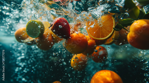 Liquid Vegetables Colorful Splash Underwater