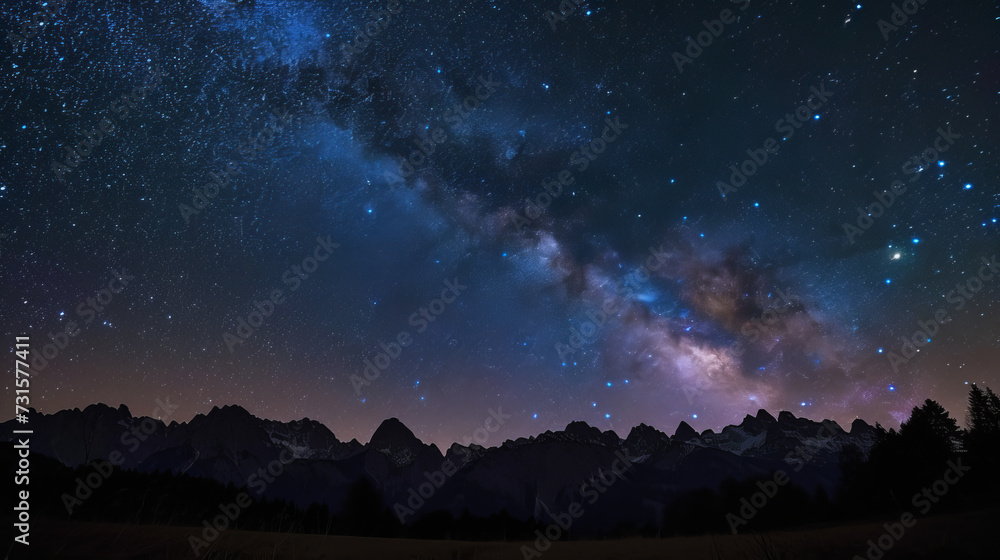 Stars in the sky, majestic landscape