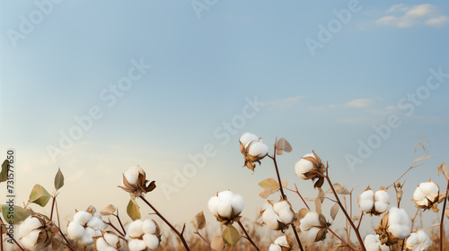 Wallpaper Mural Cotton flowers on field and blue sky background Torontodigital.ca