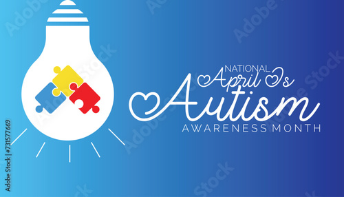 Vector illustration on the theme of National Autism Awareness Month observed each year during April banner, Holiday, poster, card and background design.