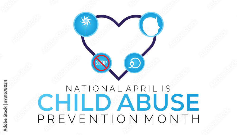 Vector illustration on the theme of National Child Abuse Prevention Month observed each year during April banner, Holiday, poster, card and background design. Vector illustration on the theme of National Child Abuse Prevention Month observed each year during April banner, Holiday, poster, card and background design.