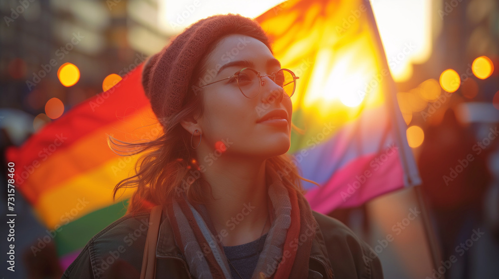Colorful Affirmation A Single Lesbian Woman Standing Proud in LGBT Community Colorful Affirmation A Single Lesbian Woman Standing Proud in LGBT Community