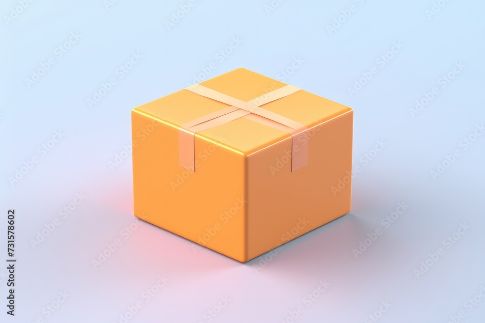 Obraz premium Little cardboard shipping box 3D render icon isolated on clean studio background