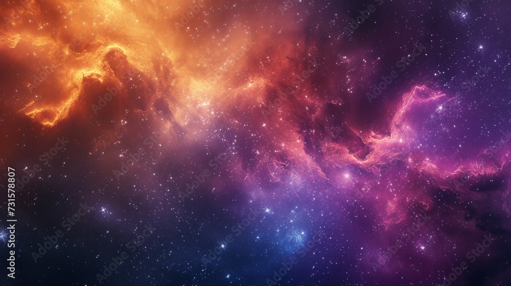 Simplified nebulae and gas clouds blend harmoniously in the cosmic panorama Simplified nebulae and gas clouds blend harmoniously in the cosmic panorama